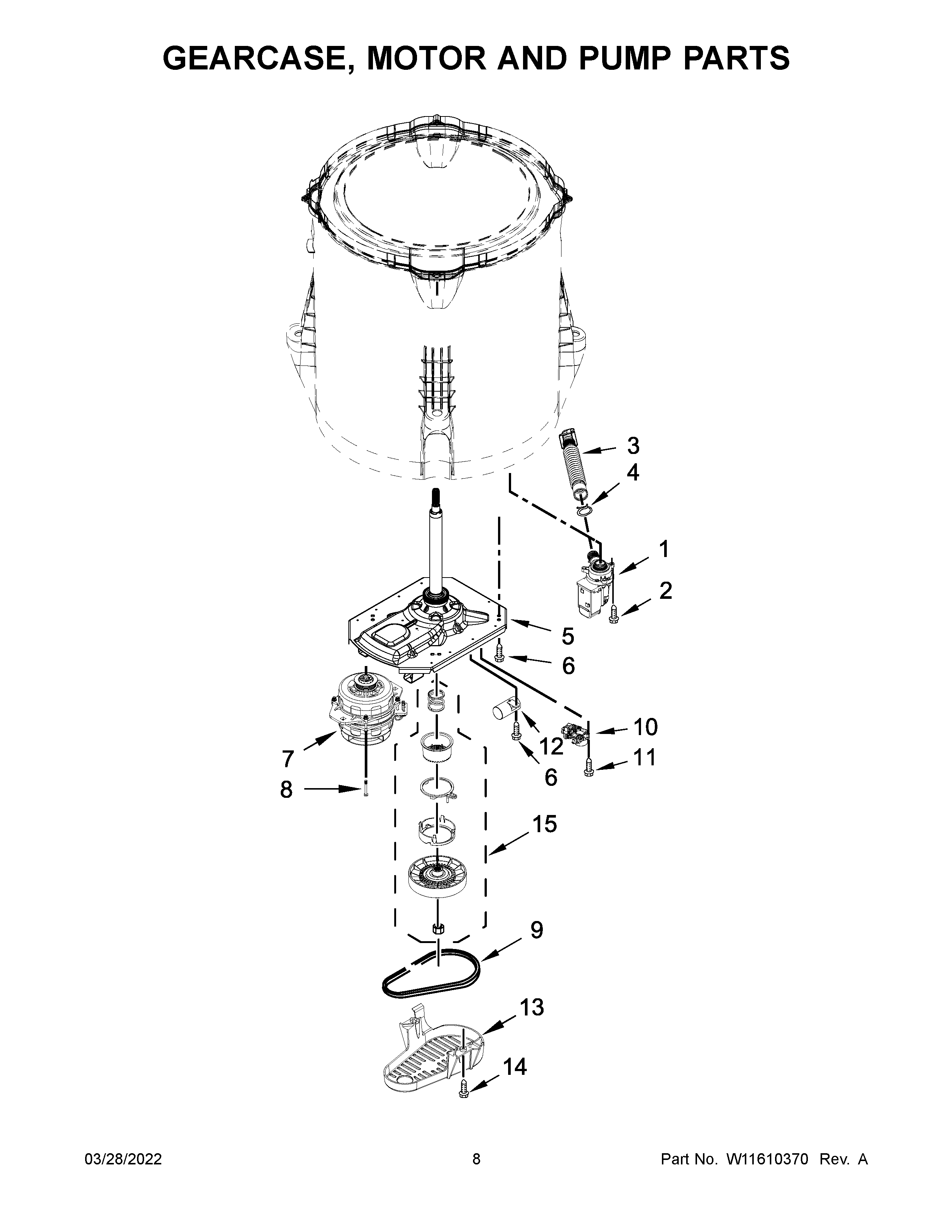 Gearcase, motor and pump parts