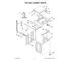 Whirlpool 2DWTW4845EW2 top and cabinet parts diagram