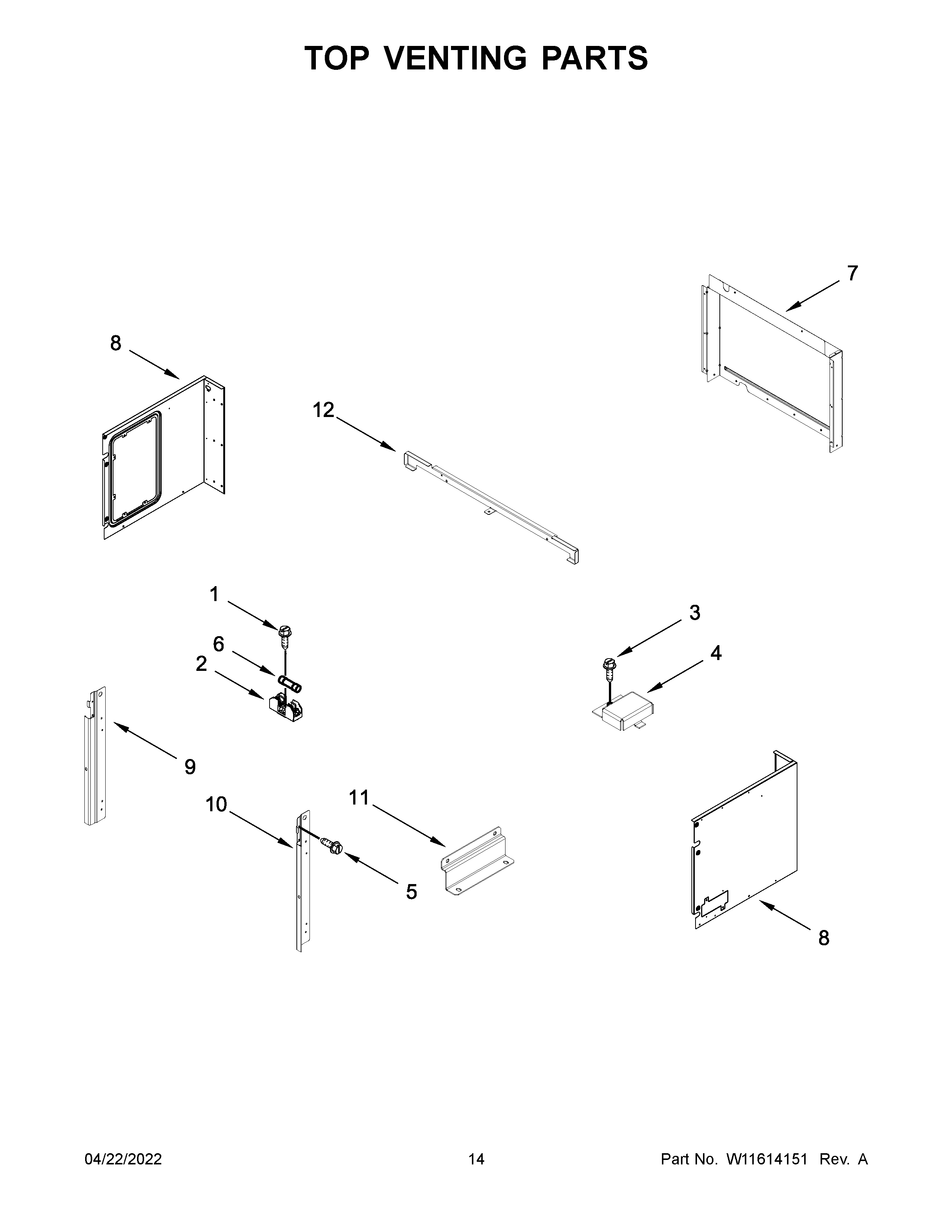 Top venting parts