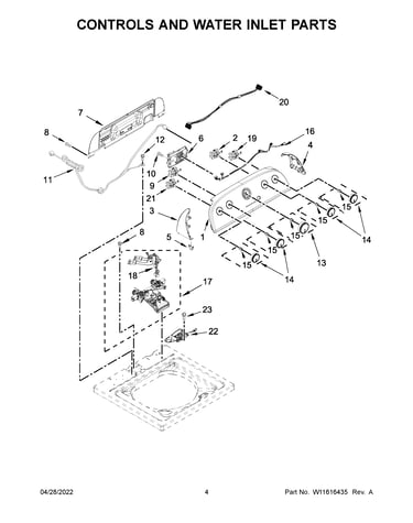Controls and water inlet parts