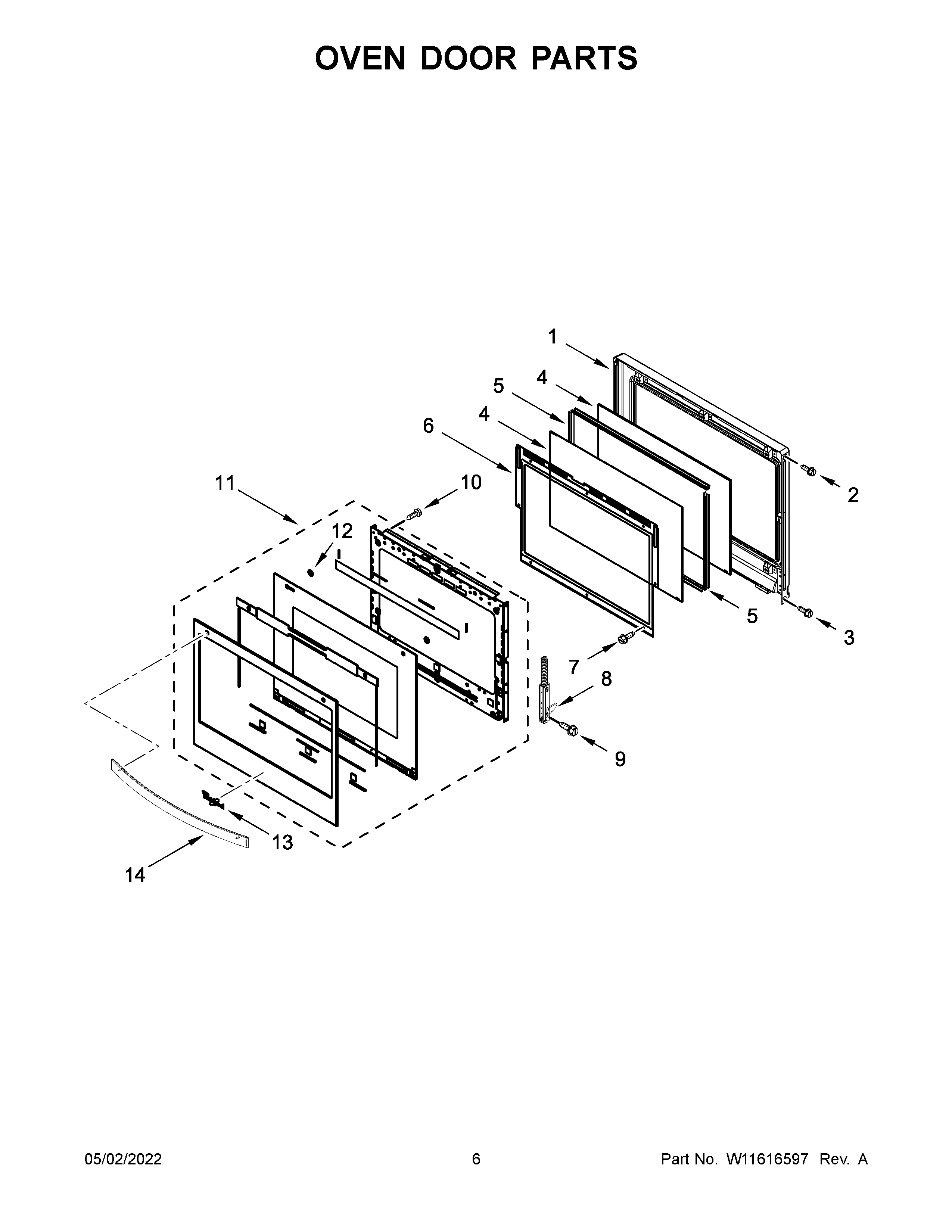 Oven door parts