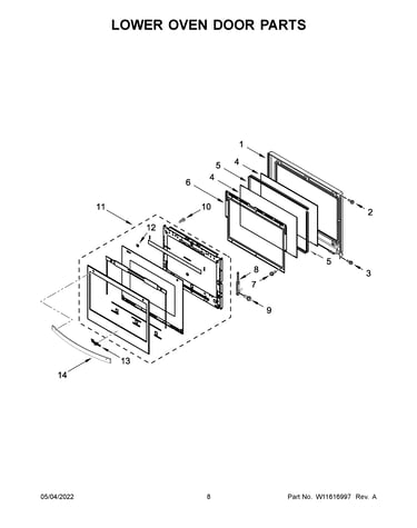 Lower oven door parts