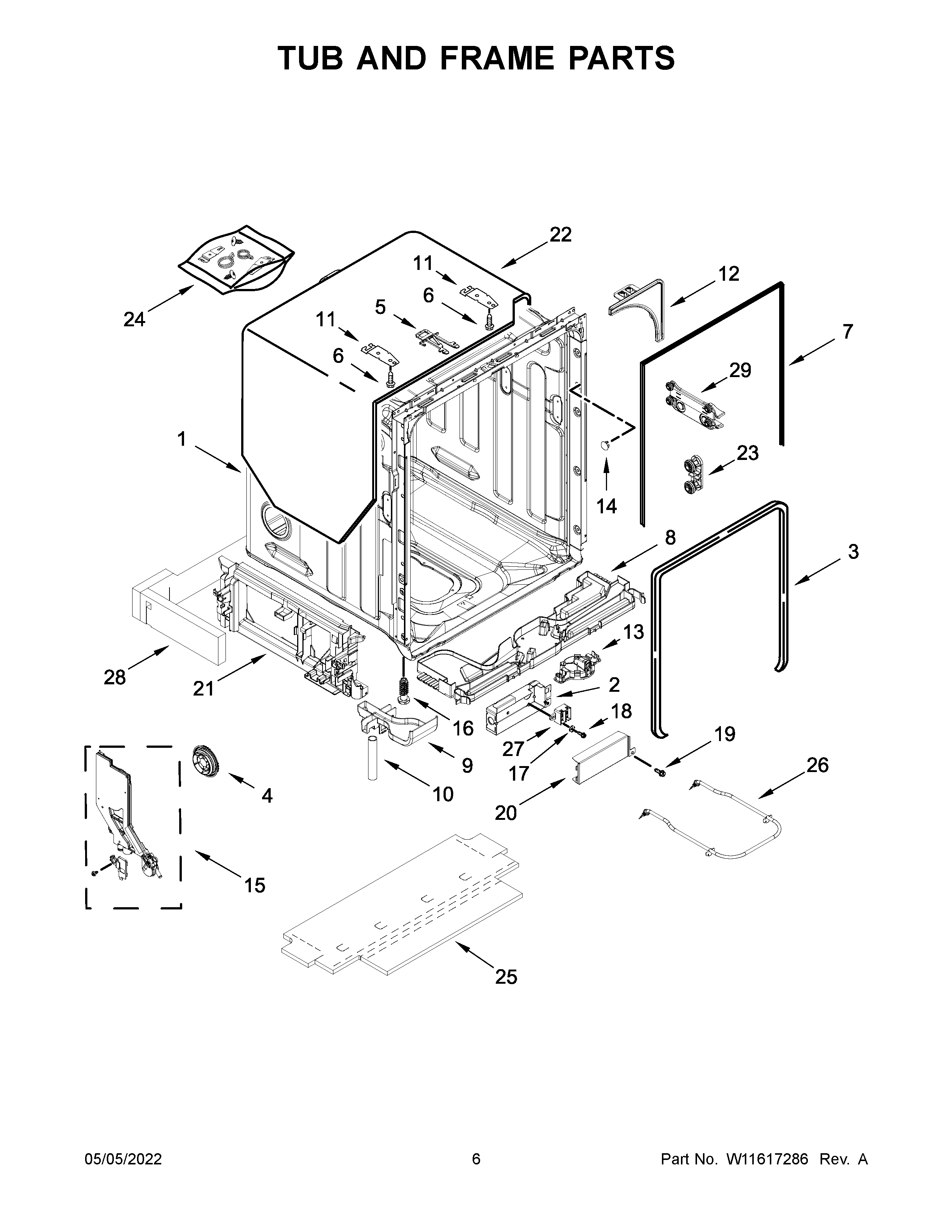 Tub and frame parts
