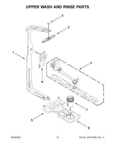 Upper wash and rinse parts