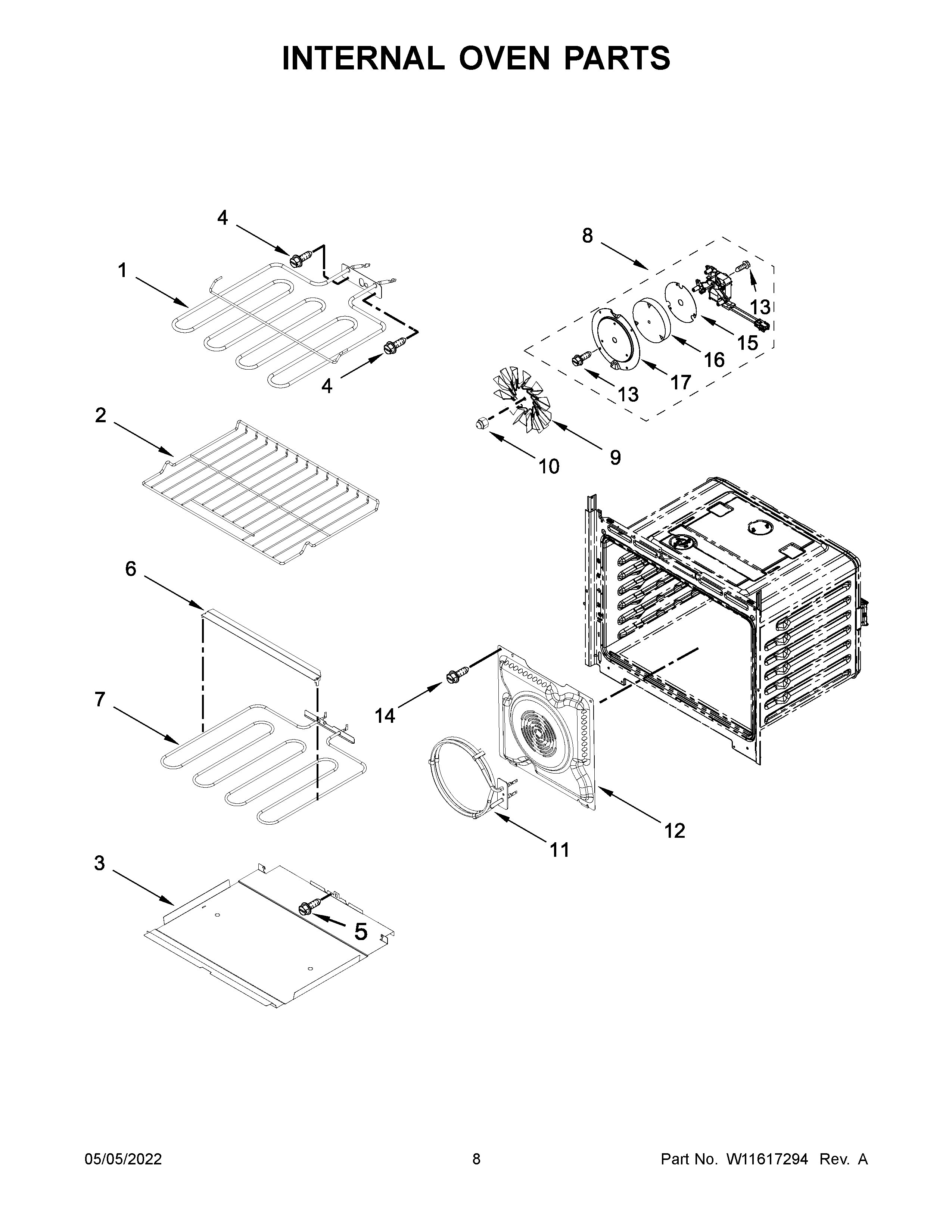 Internal oven parts