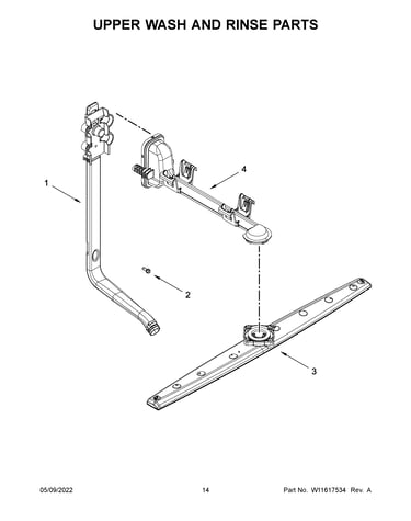 Upper wash and rinse parts