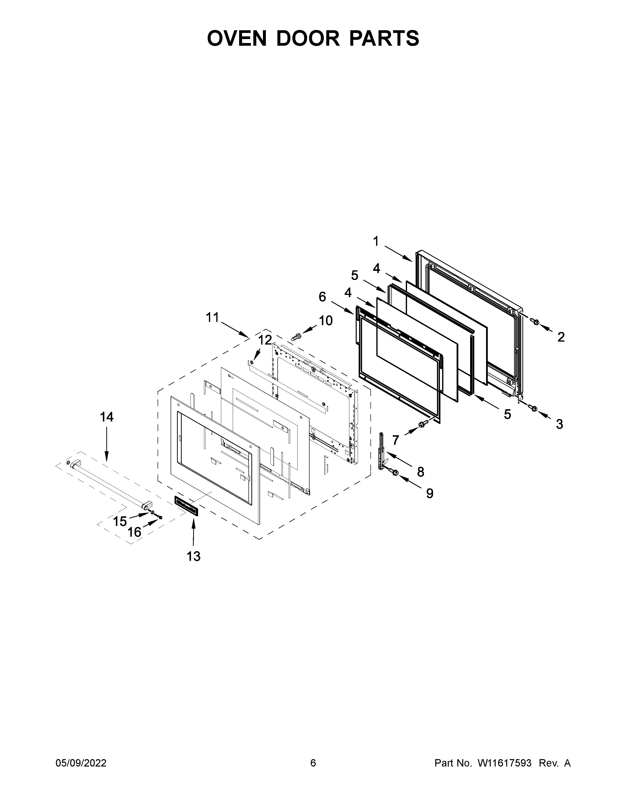 Oven door parts