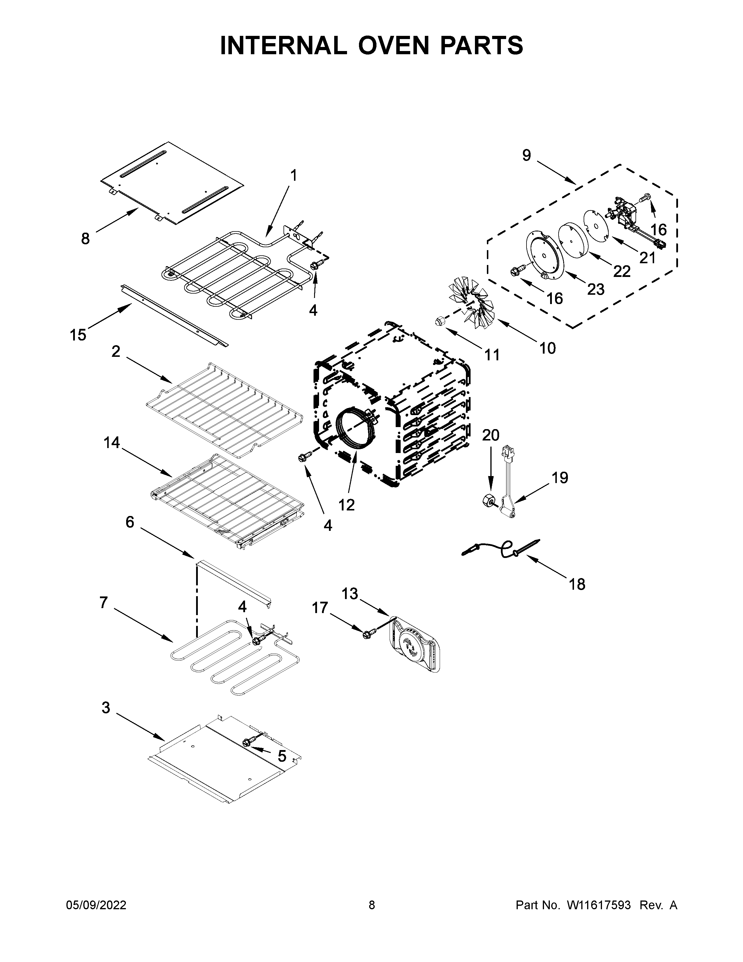 Internal oven parts