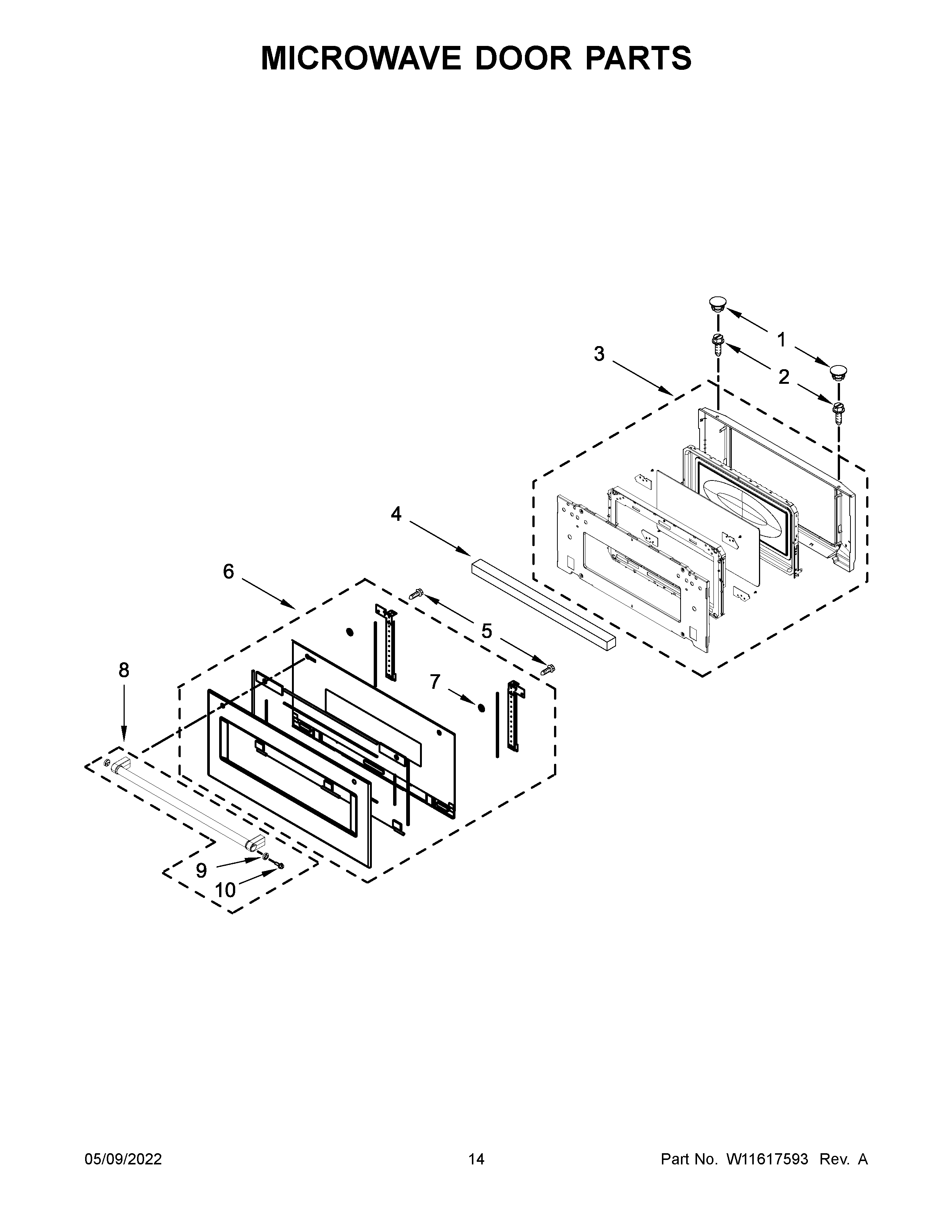 Microwave door parts
