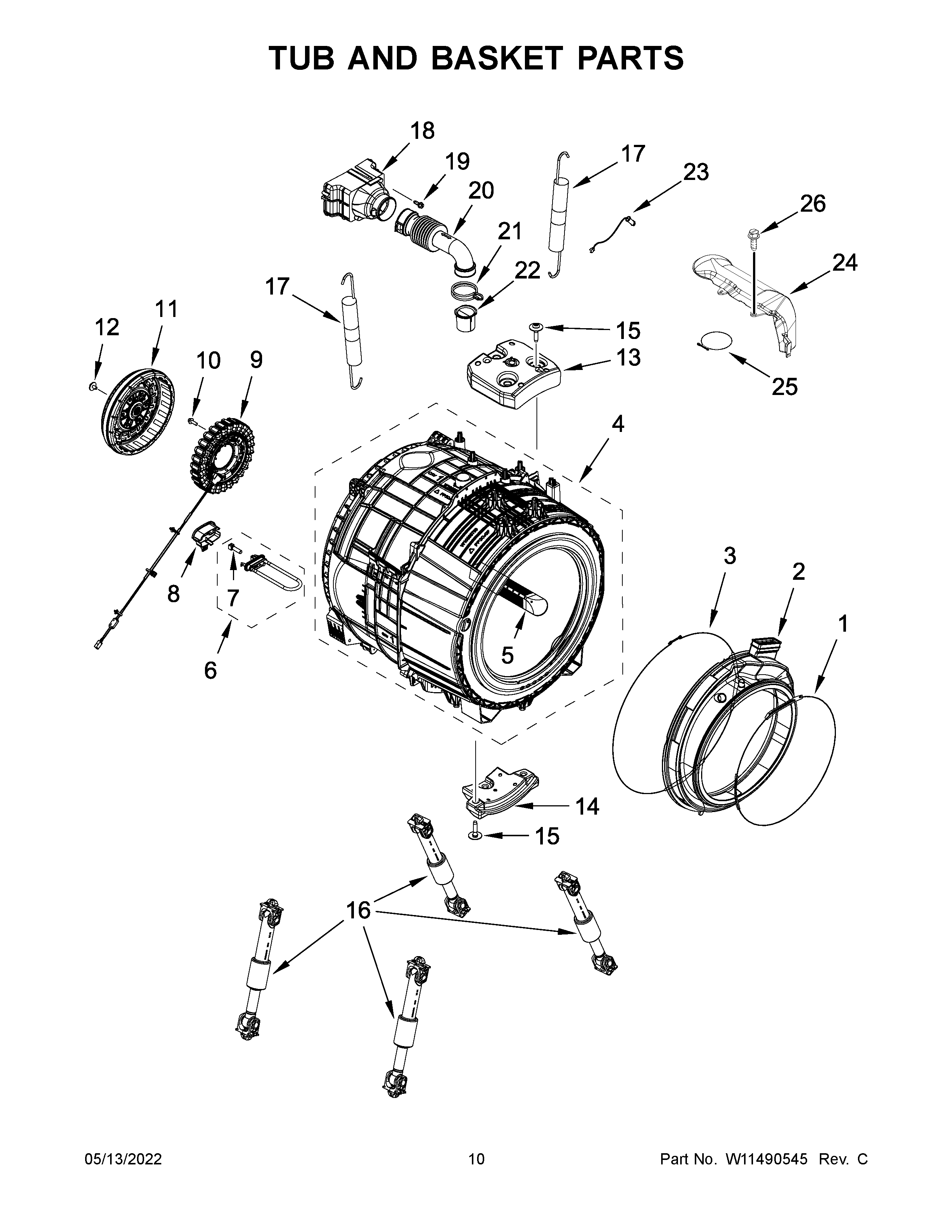 Tub and basket parts