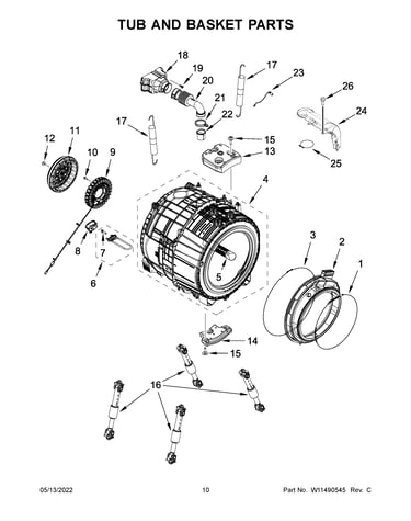 Tub and basket parts