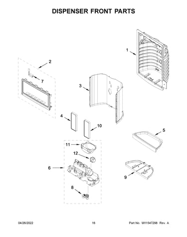 Dispenser front parts
