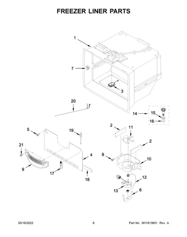 Freezer liner parts