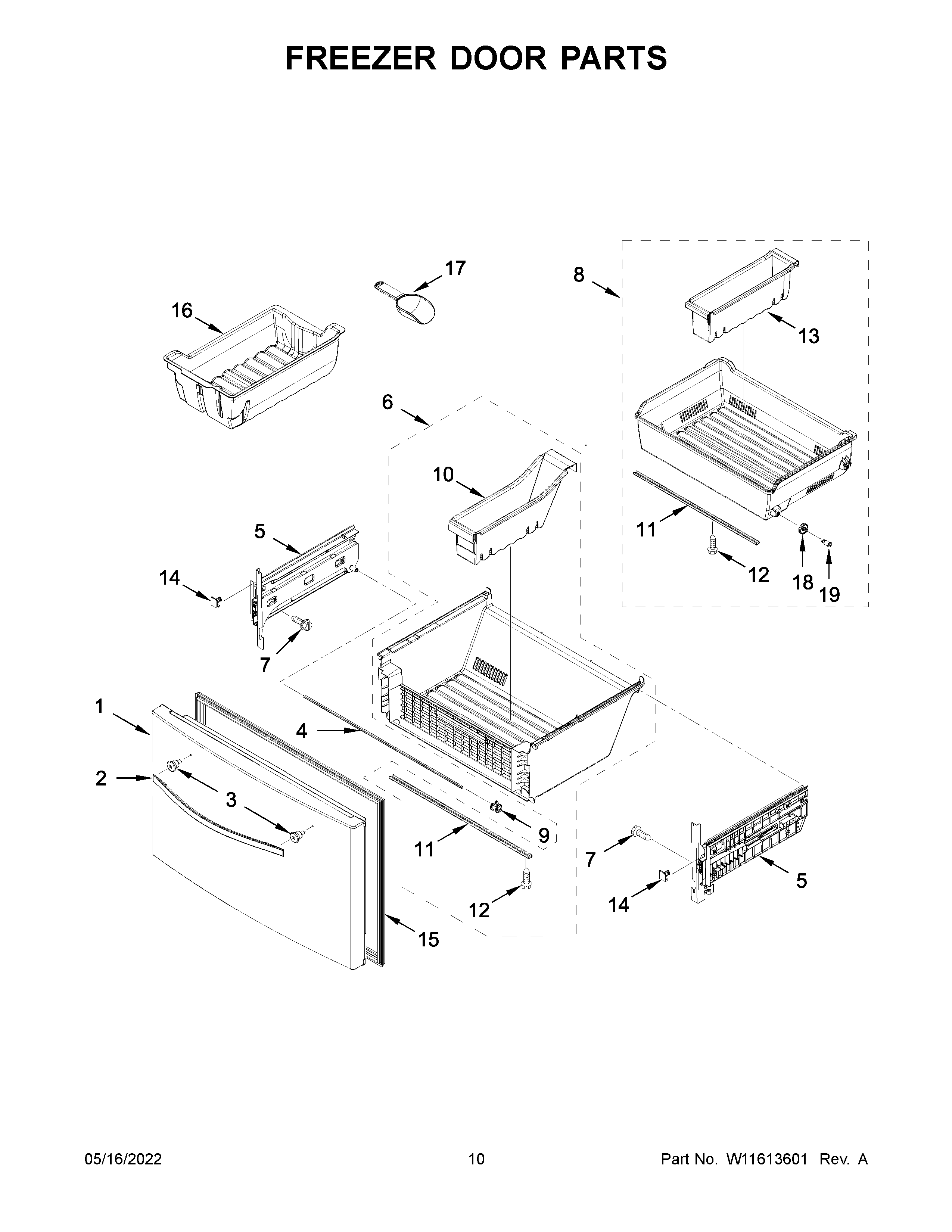 Freezer door parts
