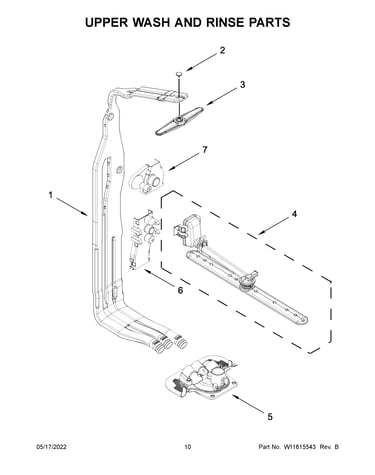 Upper wash and rinse parts
