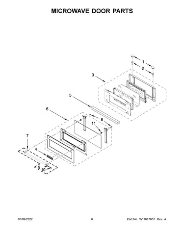 Microwave door parts