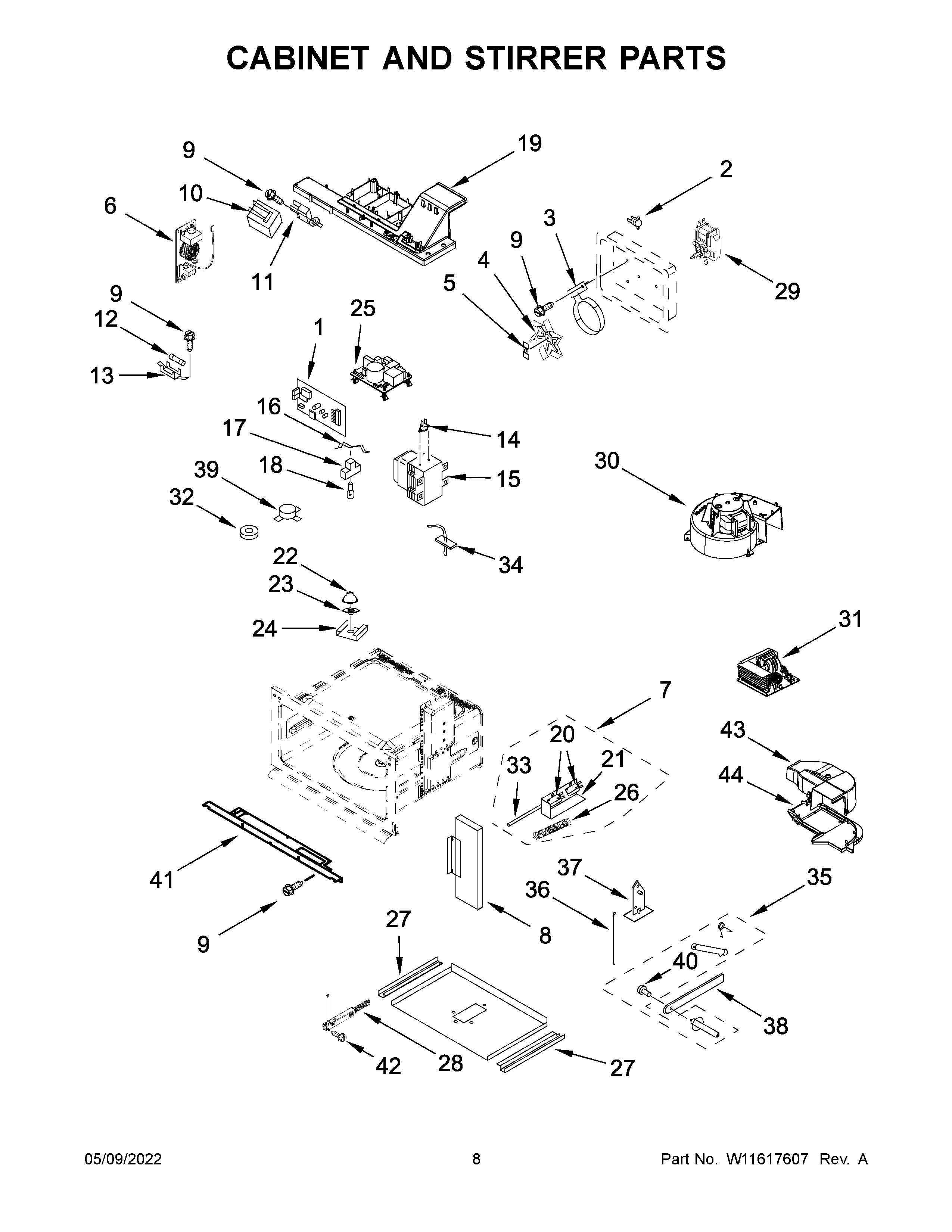 CABINET AND STIRRER PARTS