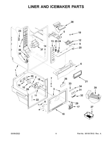 Liner and icemaker parts