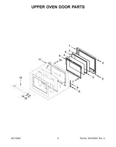 Upper oven door parts