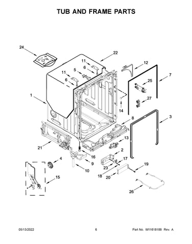 Tub and frame parts