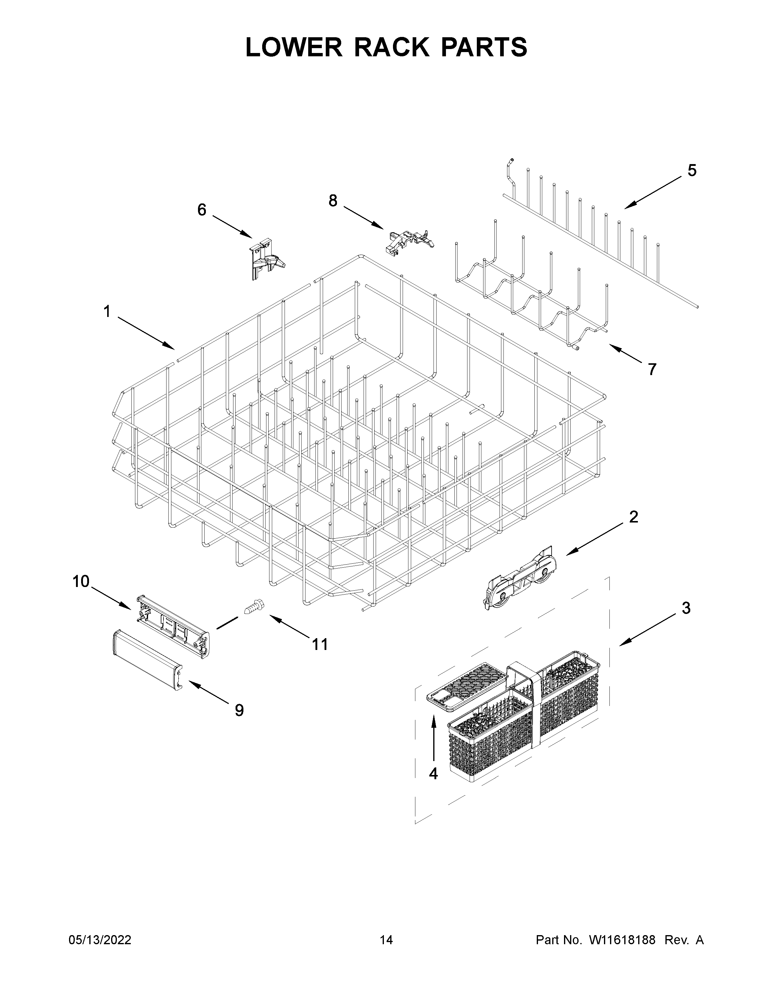 Lower rack parts
