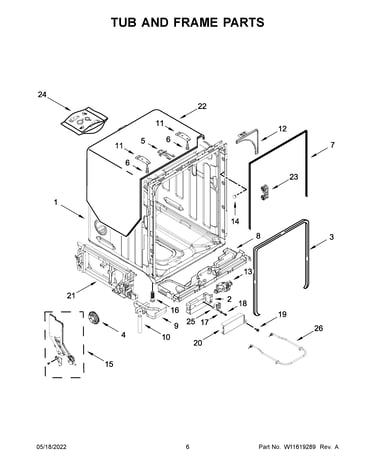 Tub and frame parts