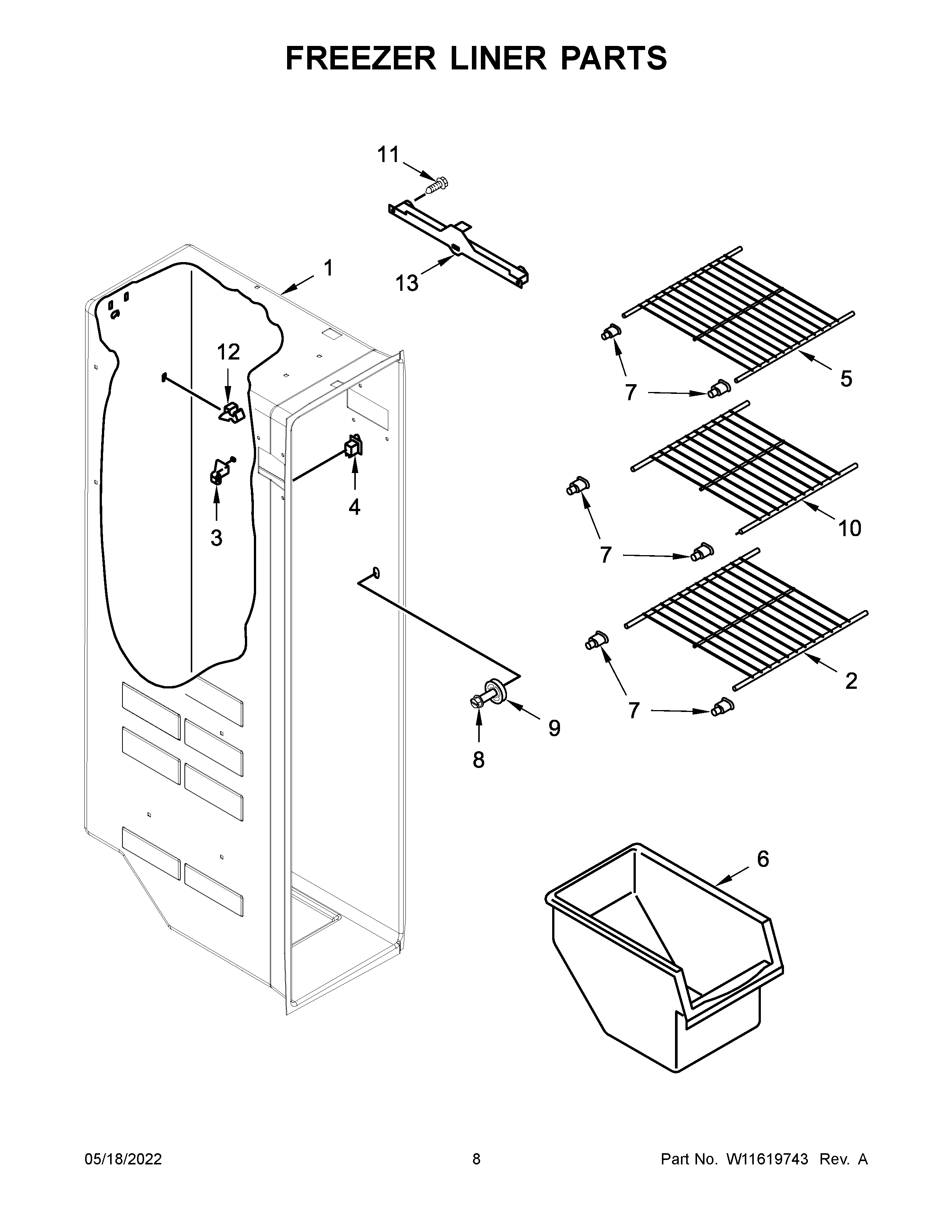 FREEZER LINER PARTS