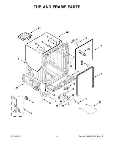 Tub and frame parts