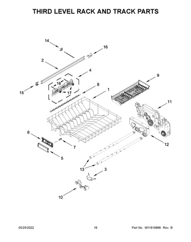 Third level rack and track parts