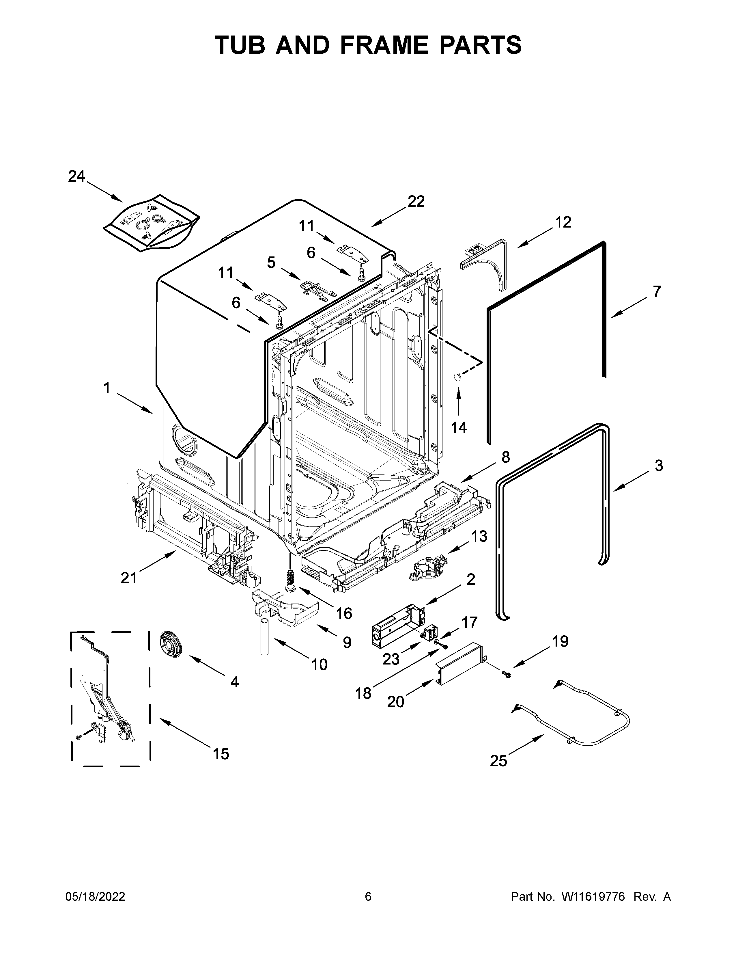 TUB AND FRAME PARTS