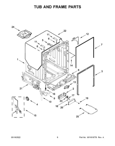 Tub and frame parts