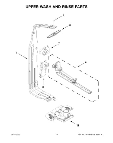 Upper wash and rinse parts