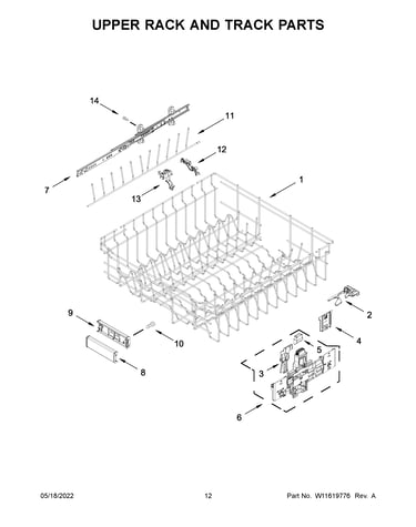 Upper rack and track parts
