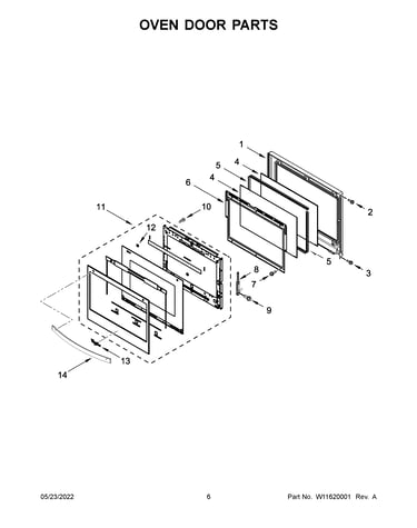 Oven door parts