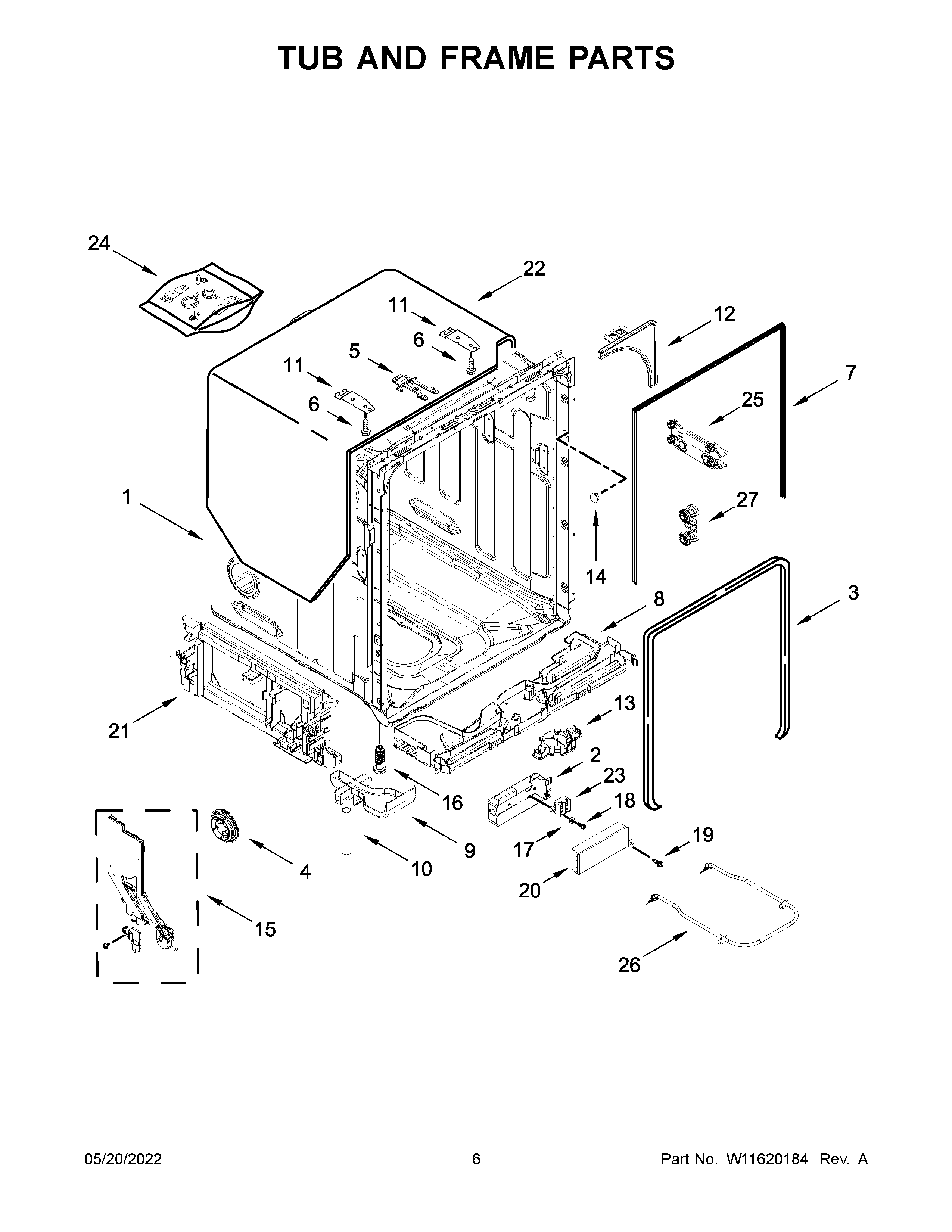 Tub and frame parts