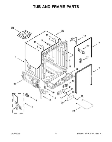 Tub and frame parts
