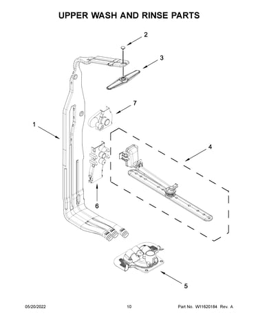 Upper wash and rinse parts