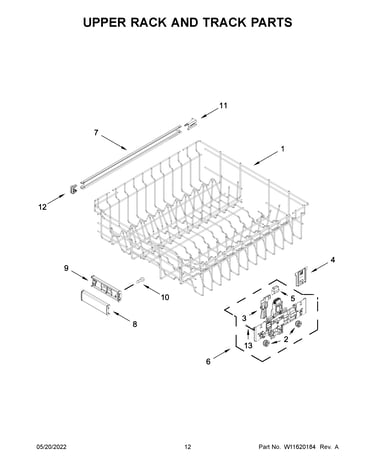 Upper rack and track parts