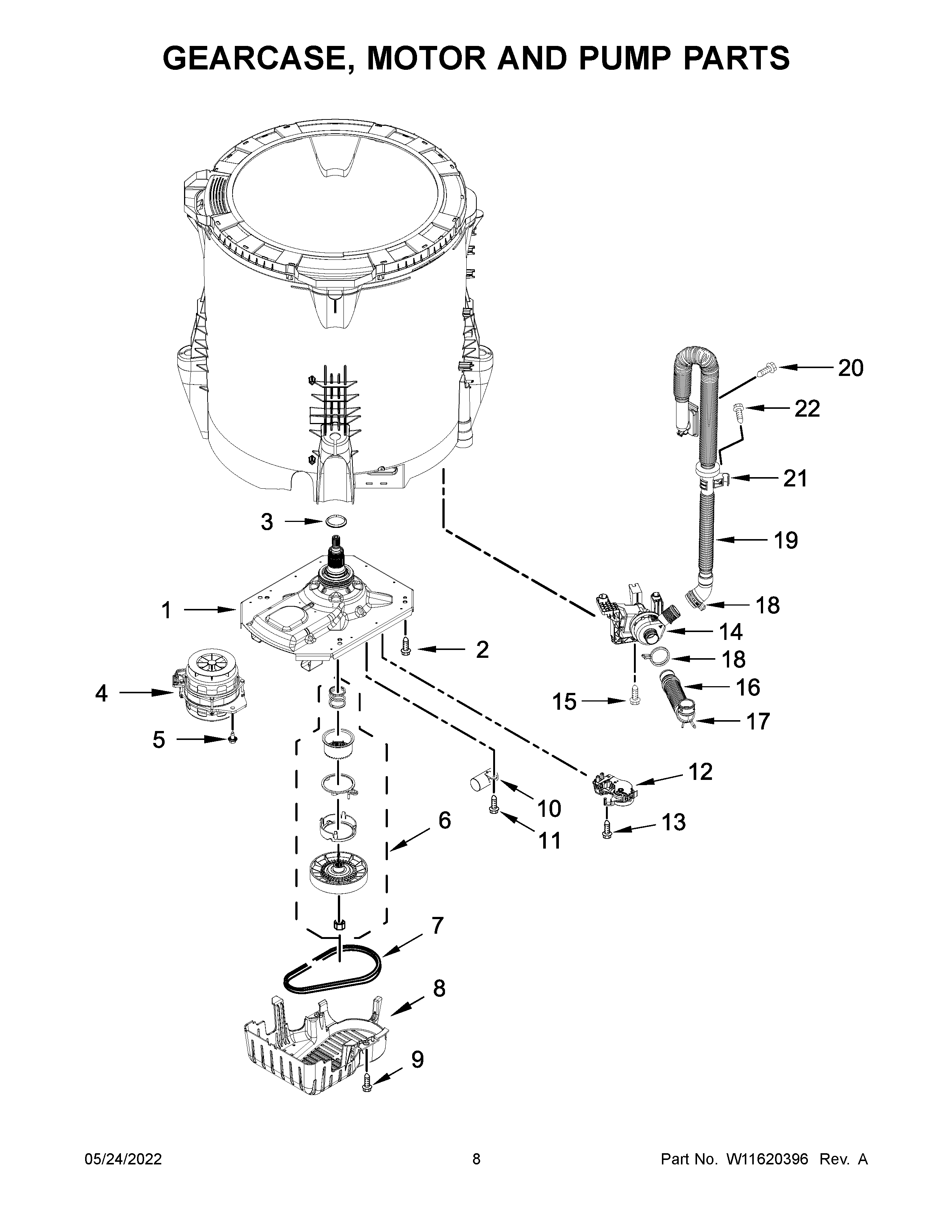 GEARCASE, MOTOR AND PUMP PARTS