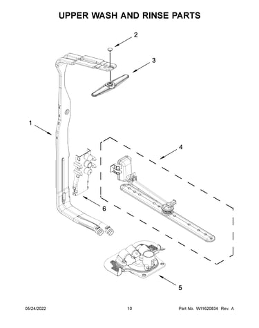 Upper wash and rinse parts