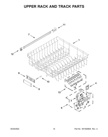 Upper rack and track parts