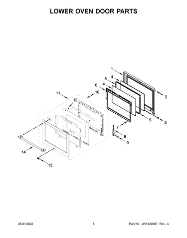 Lower oven door parts