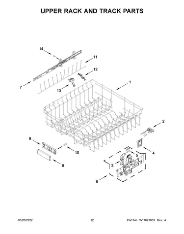Upper rack and track parts