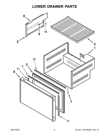 Lower drawer parts
