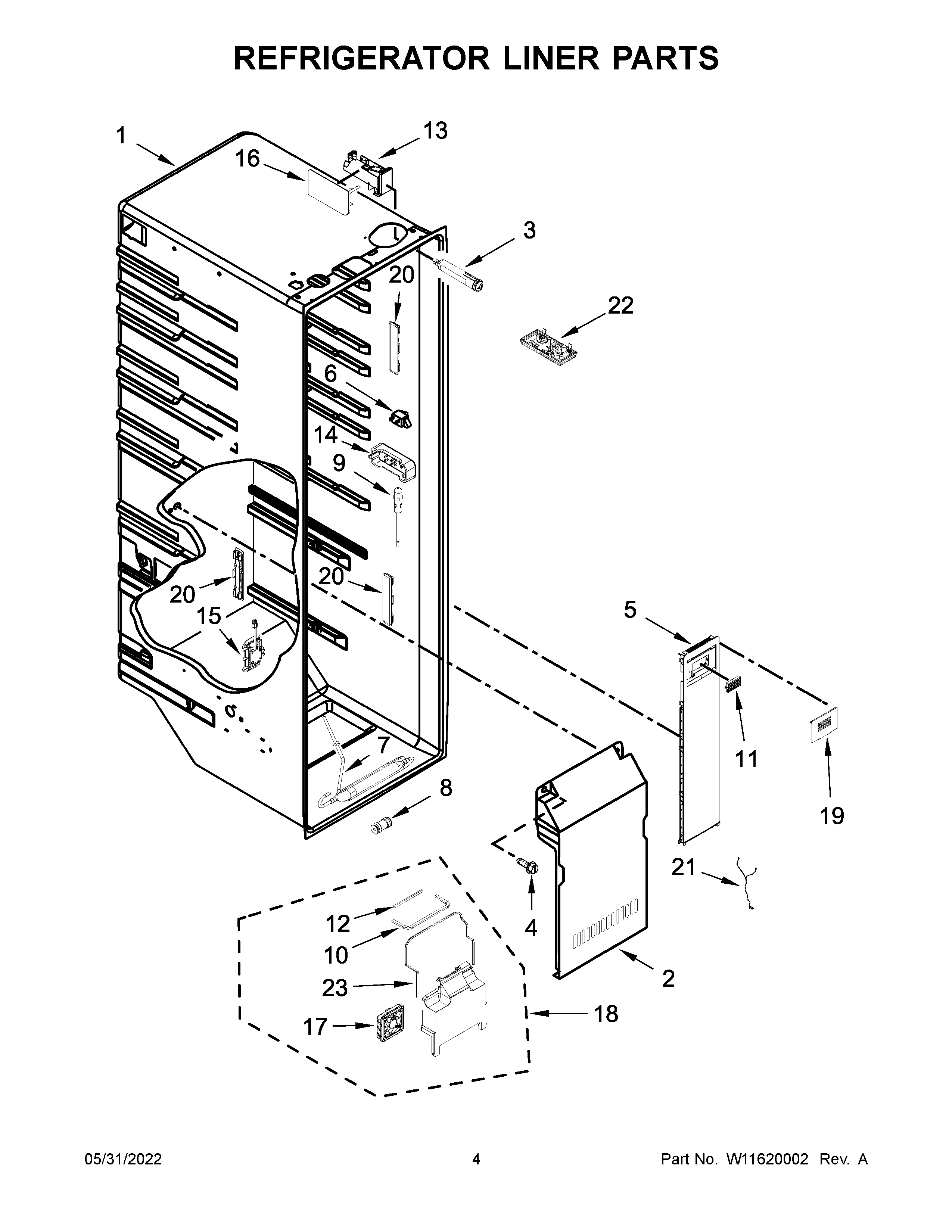 REFRIGERATOR LINER PARTS