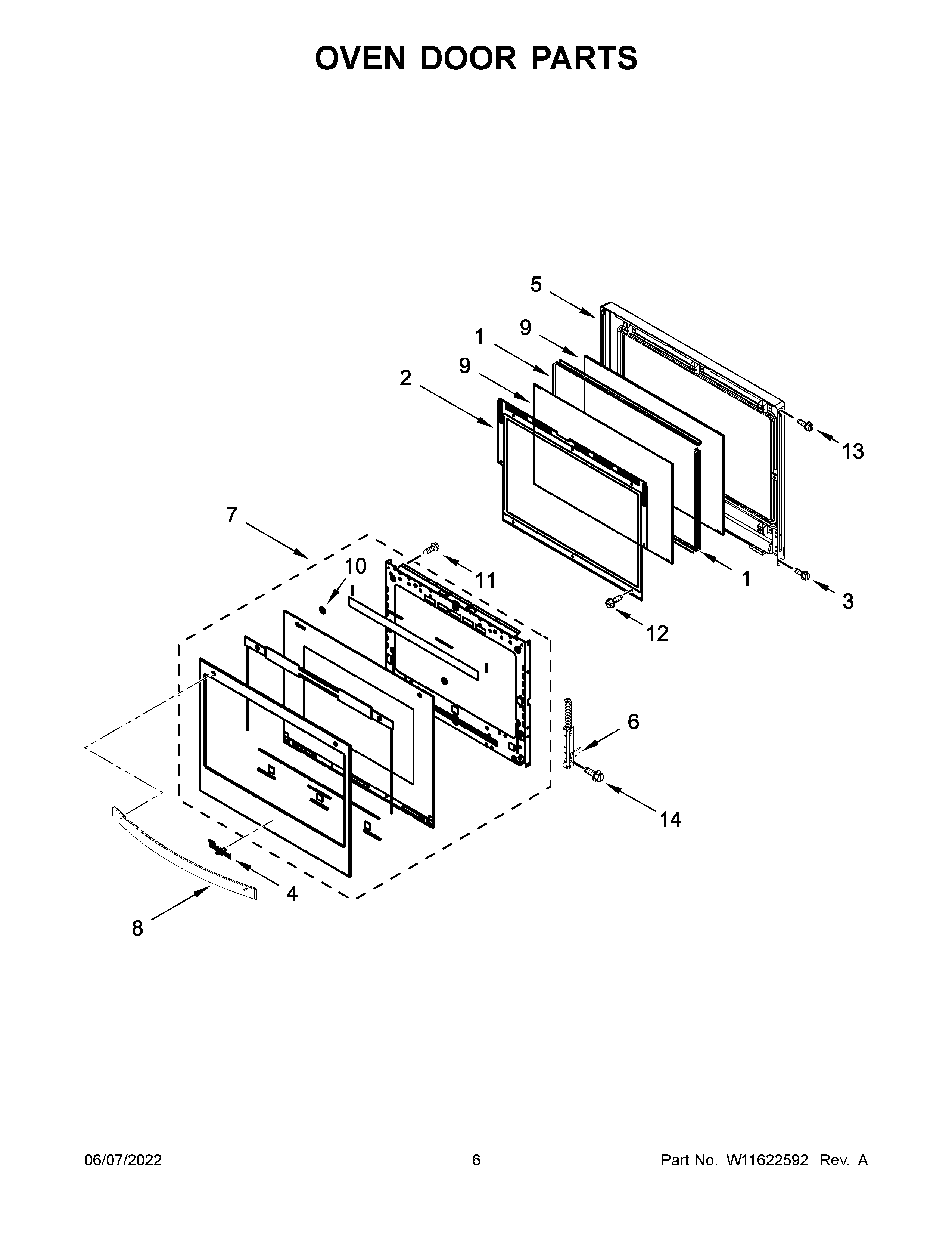 Oven door parts