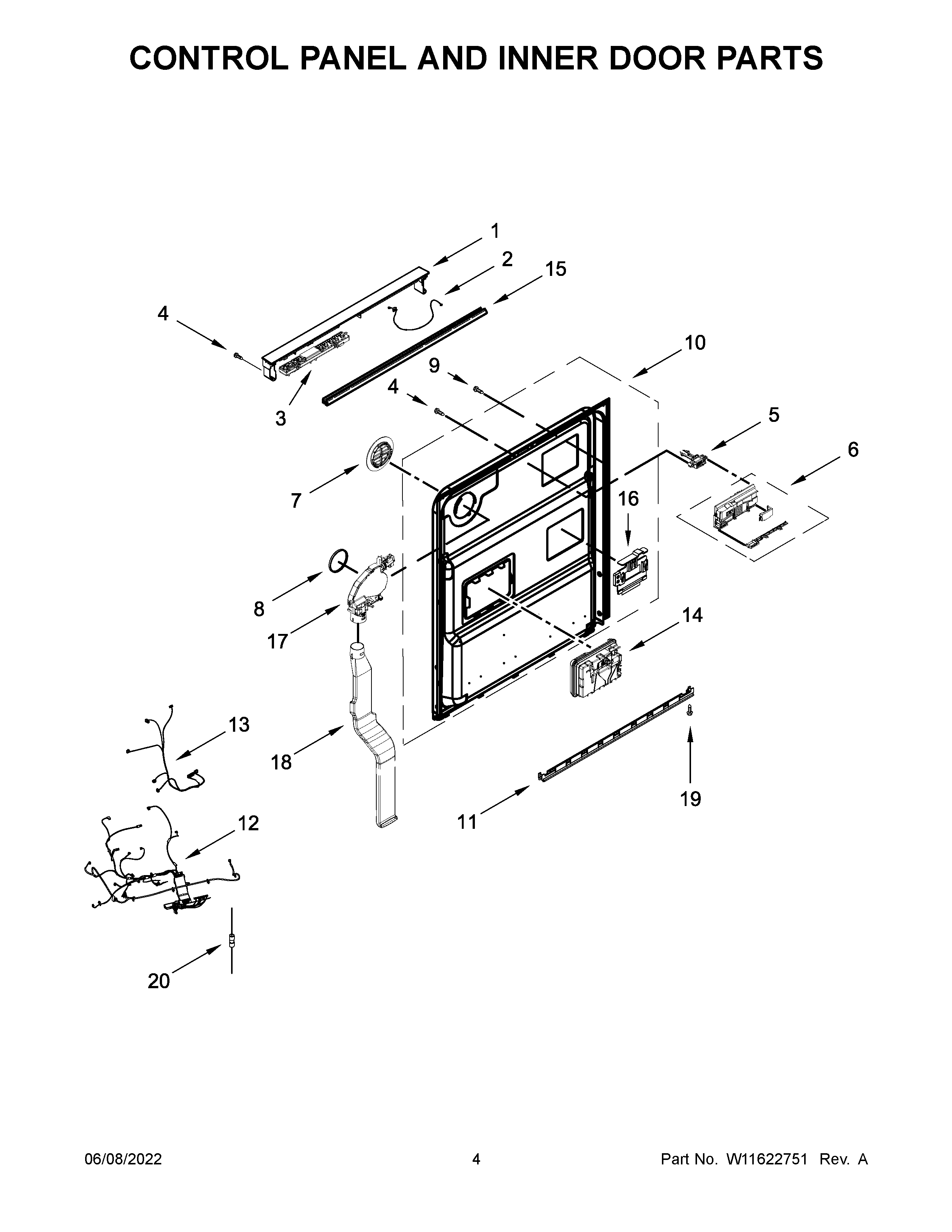 CONTROL PANEL AND INNER DOOR PARTS