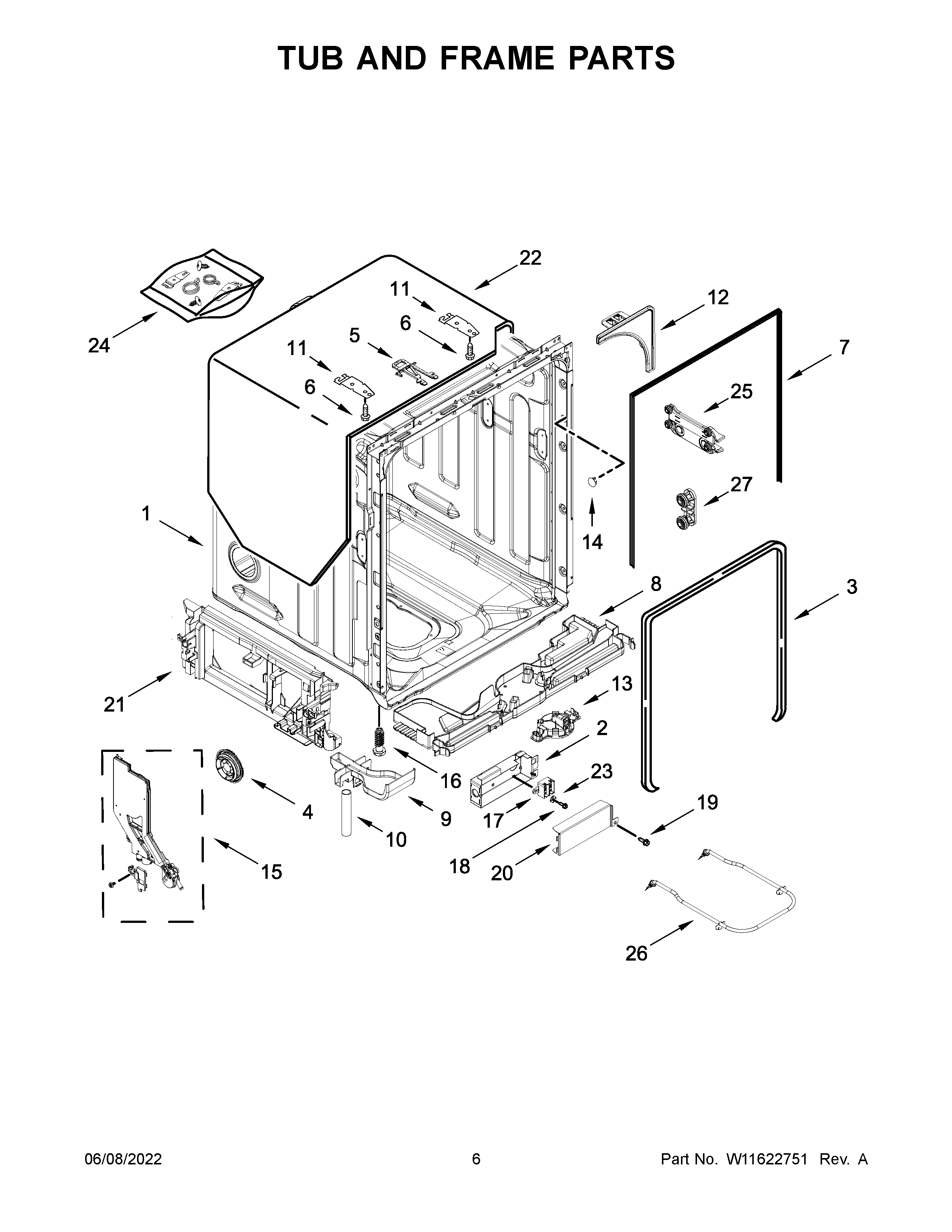 TUB AND FRAME PARTS