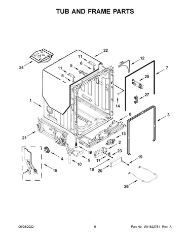 Tub and frame parts