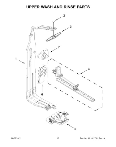 Upper wash and rinse parts